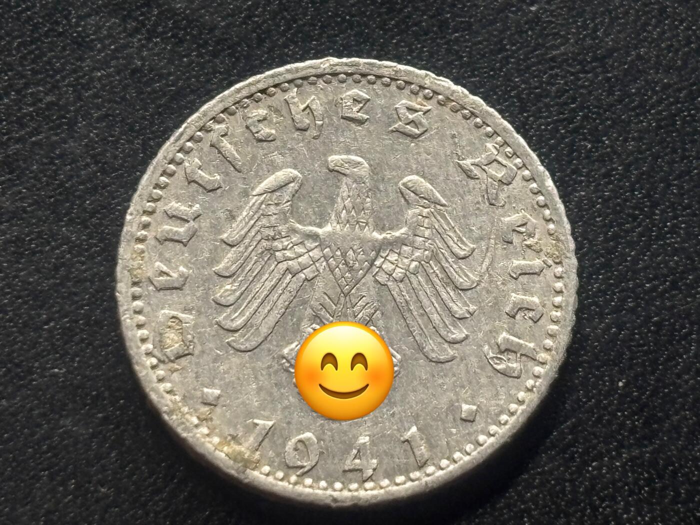 邮泉阁限时拍卖第三十五场补 德国硬币（第三帝国）专场（硬币在国外。请付邮费6元。） 德国第三帝国1941年50芬尼A版