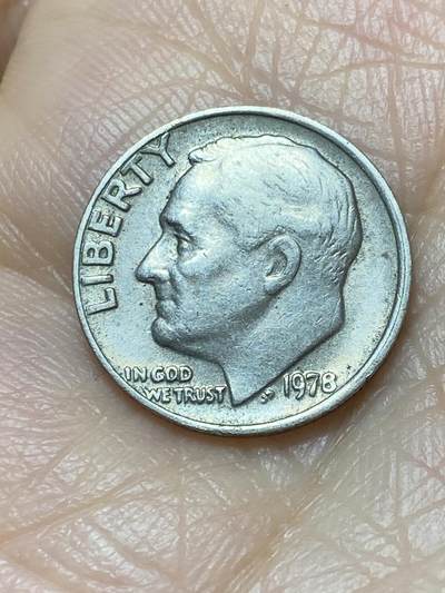 2025年第一百二十七场(总第一百五十三场）外国好品章牌、散币(免佣金) - 美国🇺🇸1978年1角(罗斯福1角第二版，无标版)