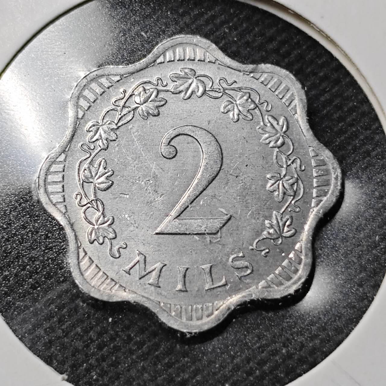 KK钱币收藏小铺  第368场  2月预留时间 周末发货  1972马耳他2米尔