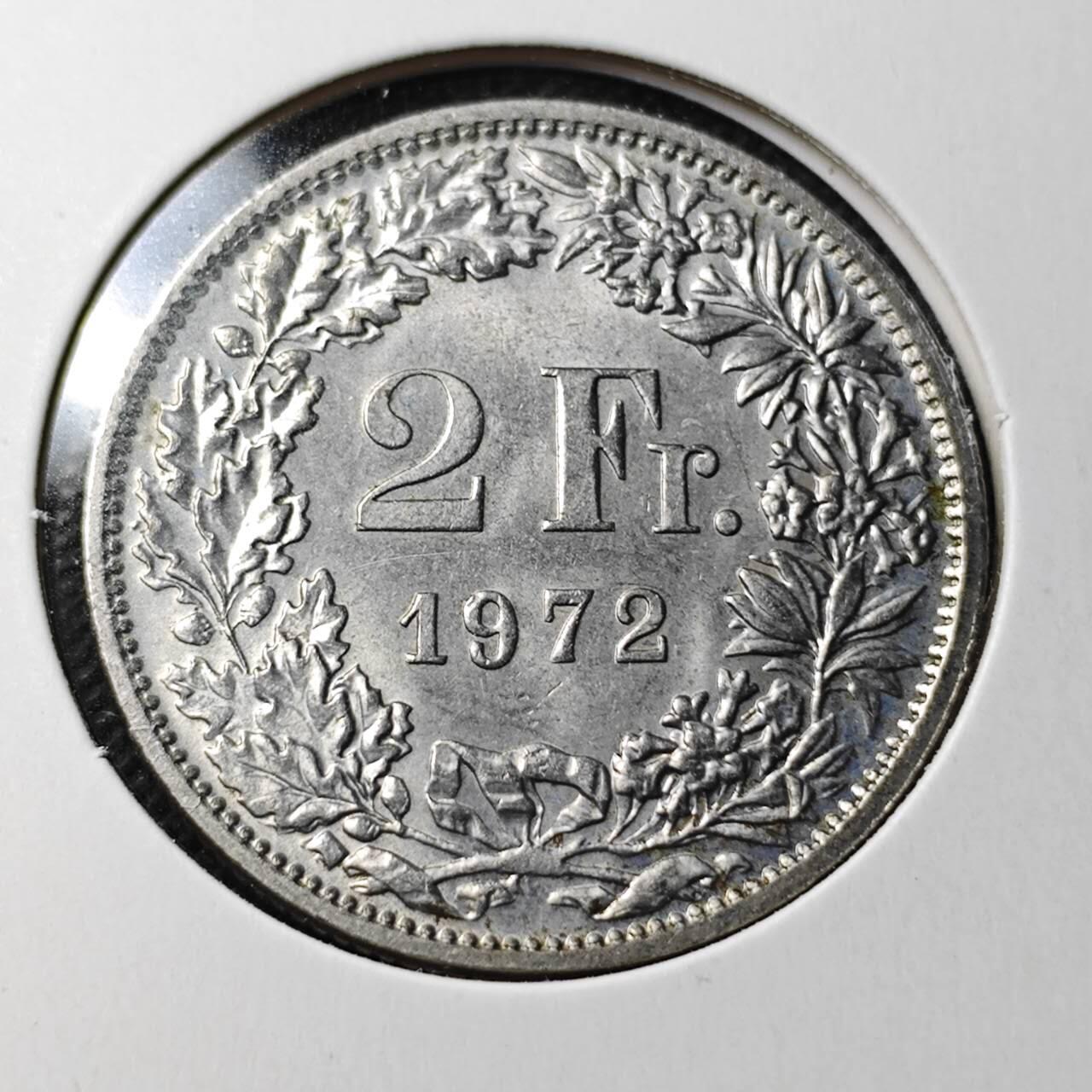 KK钱币收藏小铺  第368场  2月预留时间 周末发货  1972瑞士2法郎