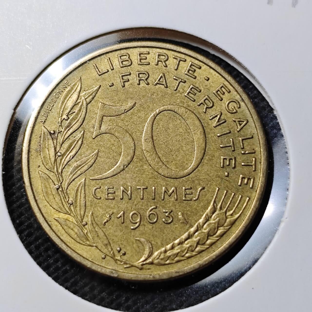 KK钱币收藏小铺  第368场  2月预留时间 周末发货 1963 法国50分 少见面值