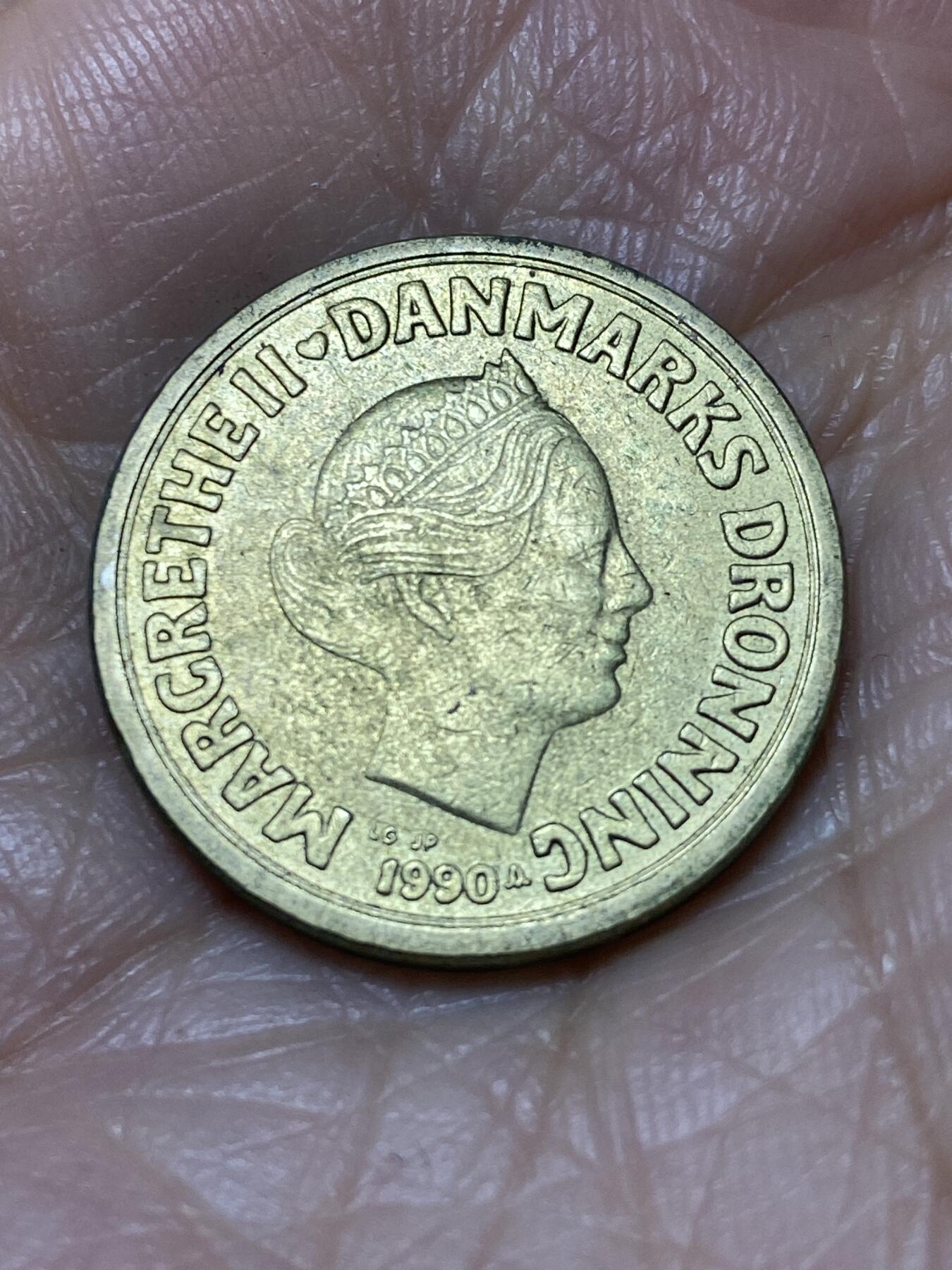 2025年第一百二十八场(总第一百五十四场）外国好品散币、邮币封和邮票场(免佣金) 丹麦🇩🇰1990年10克朗(玛格丽特二世第二版，LG; JP; A版，首发年)