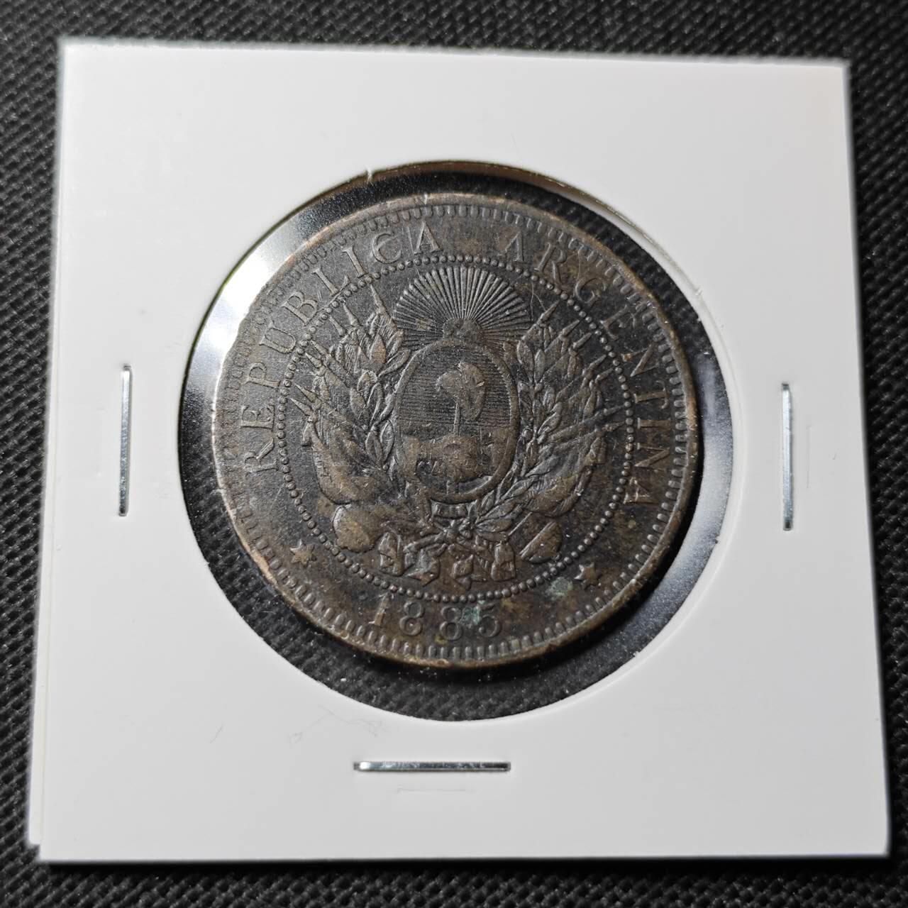 KK钱币收藏小铺  第368场  2月预留时间 周末发货  1885阿根廷2分铜币