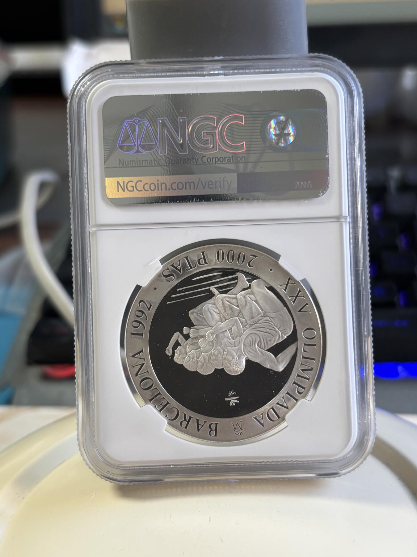 第181期拍卖 获奖币西班牙1992年巴塞罗那奥运会-赛跑纪念银币NGC-PF69，获年度最佳银币-，925银，27克