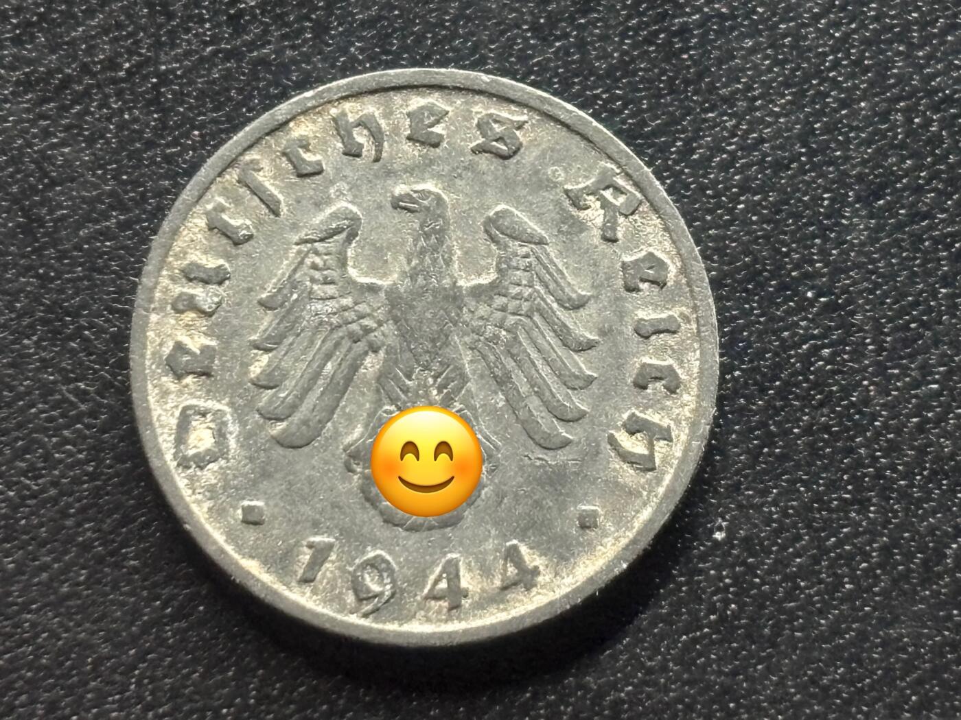 邮泉阁限时拍卖第三十五场补 德国硬币（第三帝国）专场（硬币在国外。请付邮费6元。） 德国第三帝国1944年1芬尼B版