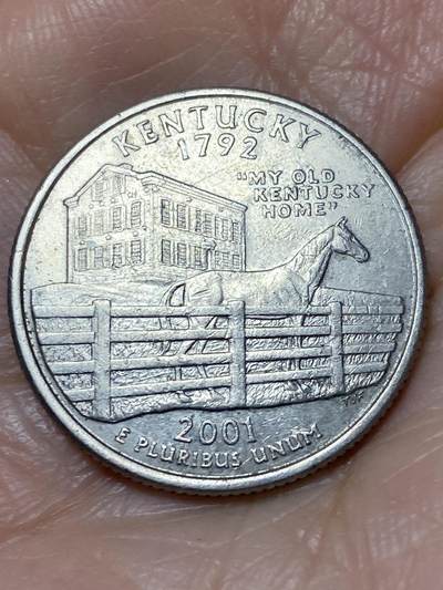 2025年第一百二十八场(总第一百五十四场）外国好品散币、邮币封和邮票场(免佣金) - 美国🇺🇸2001年1/4元(州系列–肯塔基州纪念币，D标丹佛造)