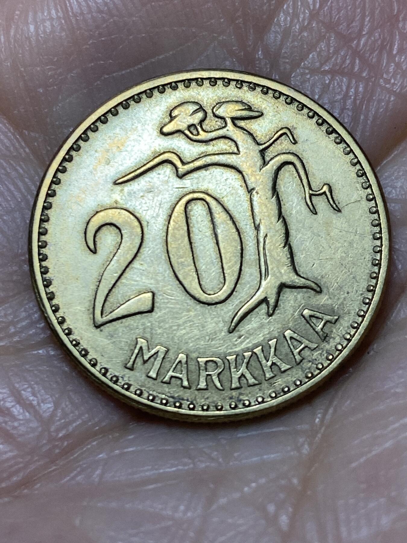 2025年第一百二十八场(总第一百五十四场）外国好品散币、邮币封和邮票场(免佣金) 少见–芬兰🇫🇮1959年20马克(S标)