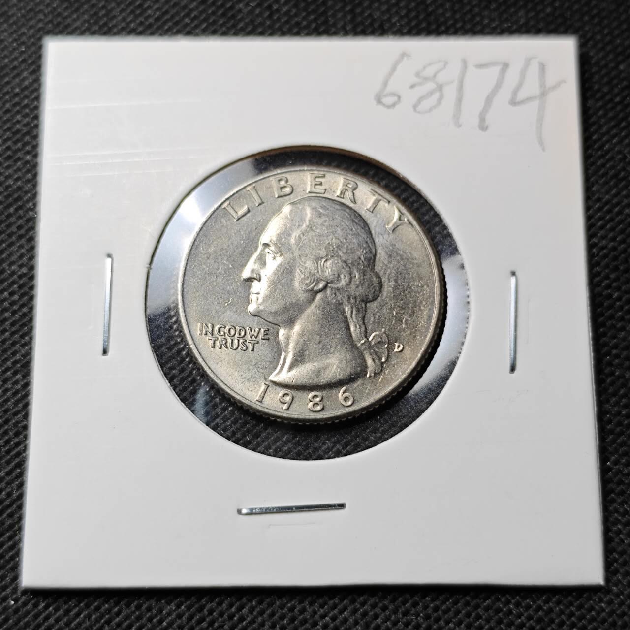 KK钱币收藏小铺  第368场  2月预留时间 周末发货  1986美国25分 好品