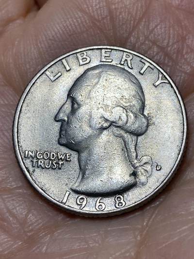 2025年第一百二十八场(总第一百五十四场）外国好品散币、邮币封和邮票场(免佣金) - 美国🇺🇸1968年1/4元(华盛顿1/4元第二版，D标丹佛造)