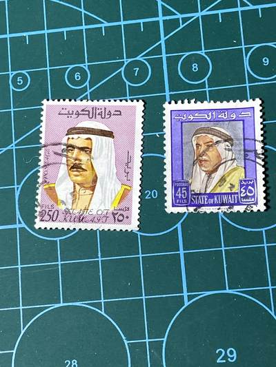 2025年第一百二十八场(总第一百五十四场）外国好品散币、邮币封和邮票场(免佣金) - 科威特🇰🇼邮票2枚