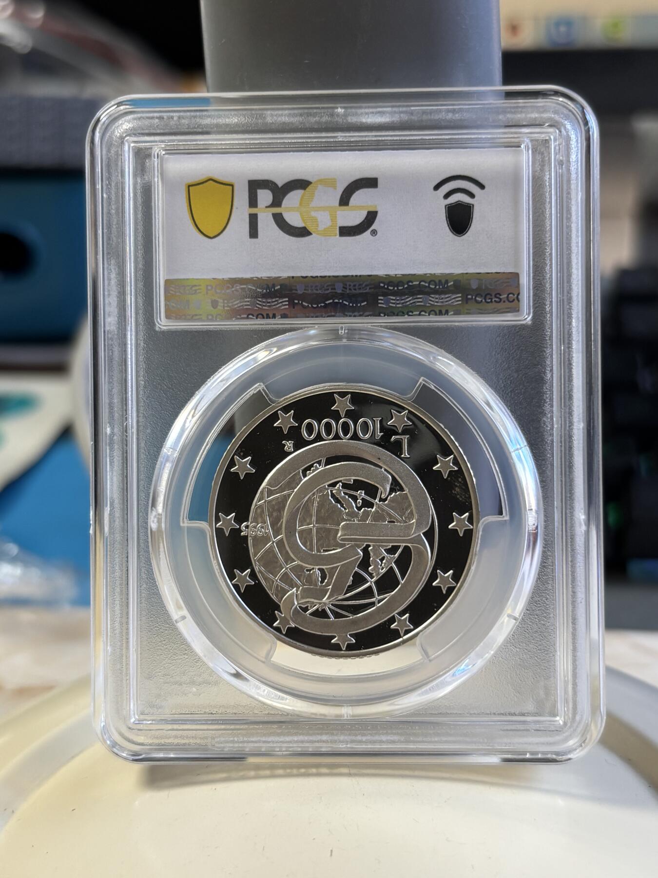 第181期拍卖 意大利1995年墨西拿海峡会议公牛女神精制纪念银币PCGS-PR69,835银，22克