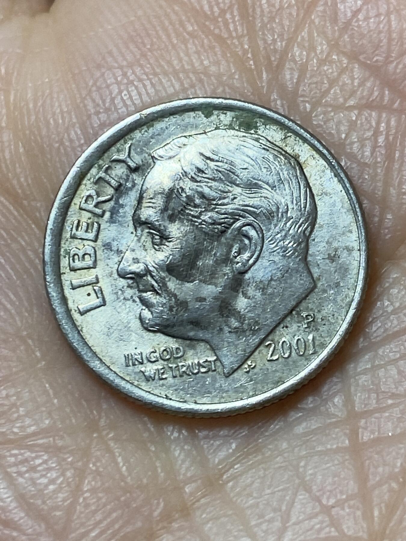 2025年第一百二十七场(总第一百五十三场）外国好品章牌、散币(免佣金) 美国🇺🇸2001年1角(罗斯福1角第二版，P标费城造)