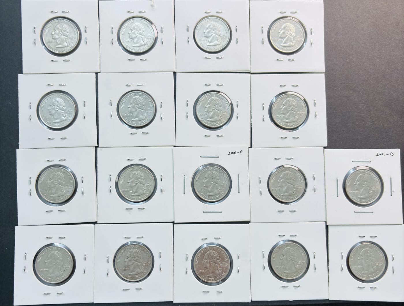 文馨钱币收藏第 281 场，【 长期接收代拍品】银元，银币，套币，纸币专场（本场截拍后休息三天，19 号发货） 极美品美国州币 18 枚 1999-2002 年无重复，收藏一步到位