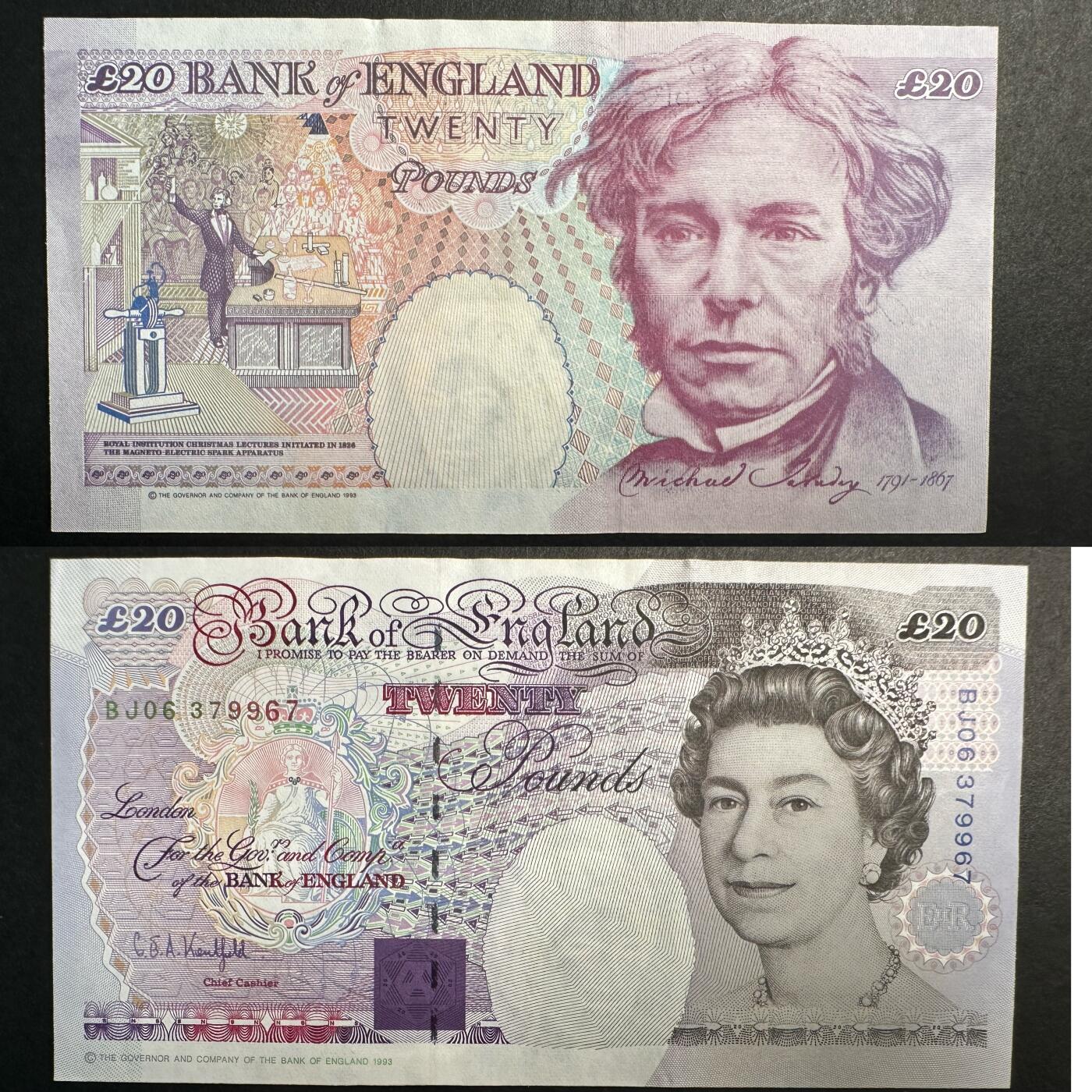 蒂克钱币-第47场 外国平价纸币拍卖 英国1993年C序列 20英镑纸币 全新