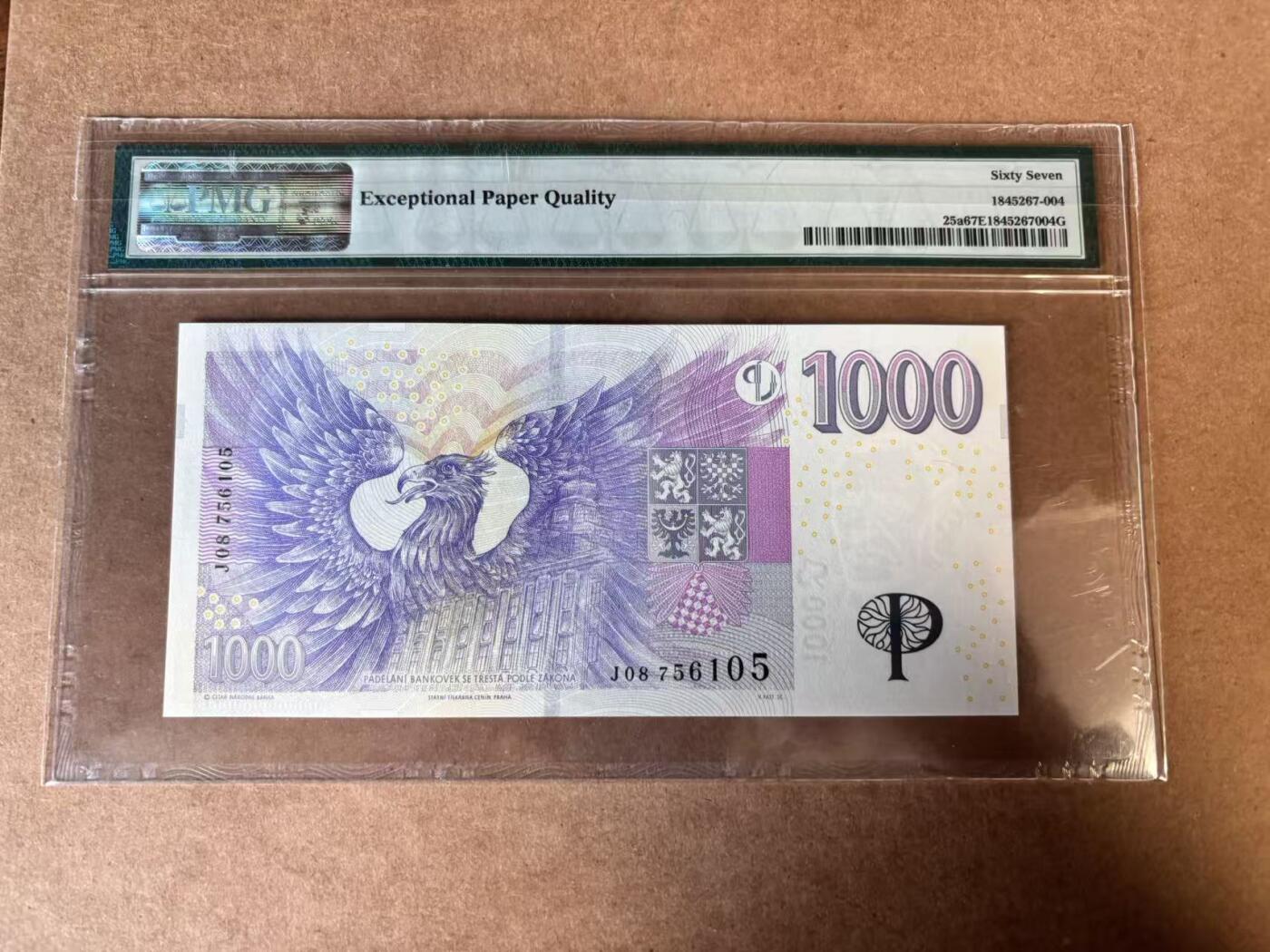 【Blue Auction】世界纸币精拍第749期——18级TOP拍卖/信誉/品质/专业/高效💫 捷克 2008年1000克朗 PMG67EPQ