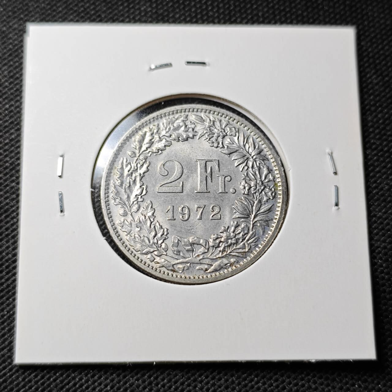 KK钱币收藏小铺  第368场  2月预留时间 周末发货  1972瑞士2法郎