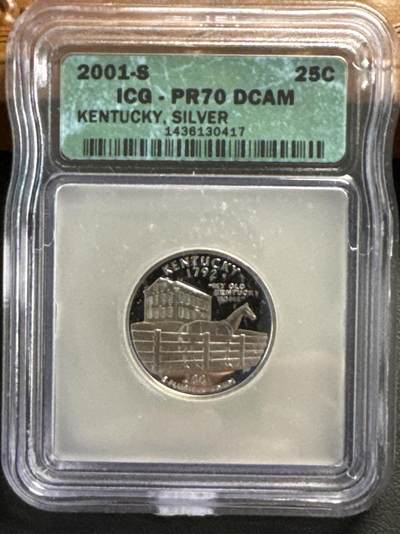 ❤️【币观天下】❤️ 第330期钱币拍卖- 2025.11.14周五晚上6点半场-长期征集拍品 - 2001年美国“蓝草之州”肯塔基州“故乡的路”银币ICG PR70