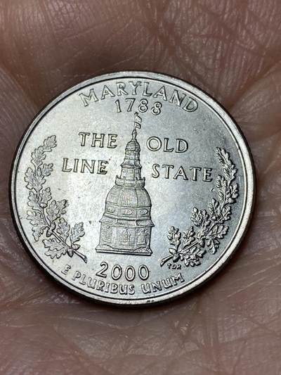 2025年第一百二十八场(总第一百五十四场）外国好品散币、邮币封和邮票场(免佣金) - 美国🇺🇸2000年1/4元(州系列–马里兰州纪念币，D标丹佛造)