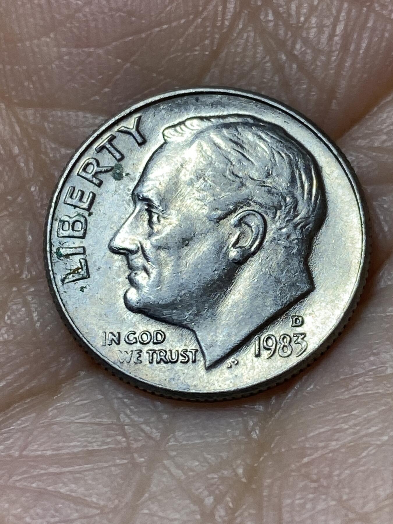 2025年第一百二十七场(总第一百五十三场）外国好品章牌、散币(免佣金) 美国🇺🇸1983年1角(罗斯福1角第二版，D标丹佛造)