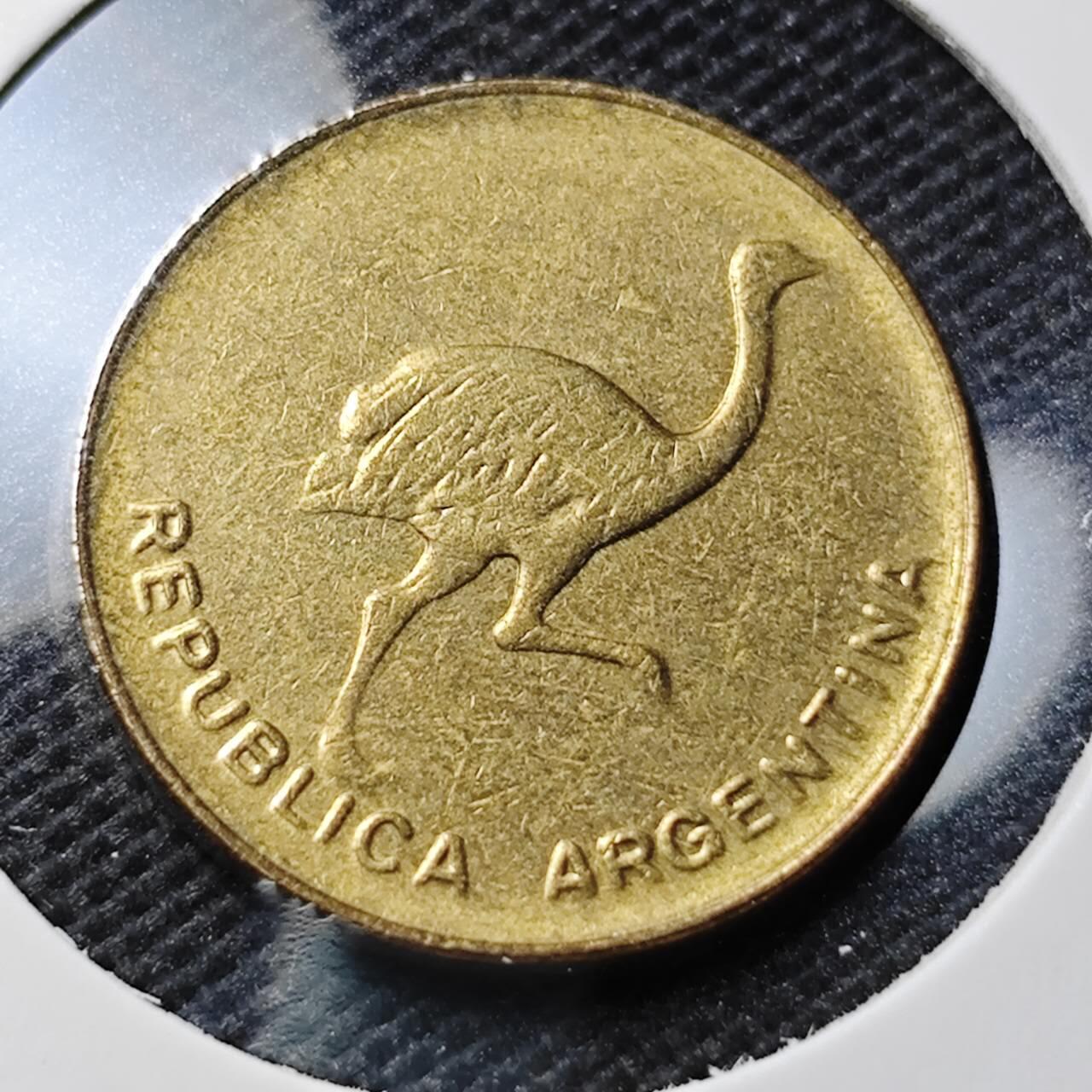 KK钱币收藏小铺  第368场  2月预留时间 周末发货  1985阿根廷1分铜币 鸵鸟