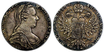 北京阿城哥拍卖2025年秋季拍卖会 - 1780奥匈帝国大奶妈银币一枚，酱彩包浆PCGS AU55评级编号：87434035