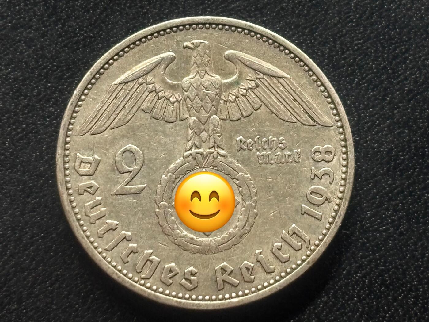 邮泉阁限时拍卖第三十五场补 德国硬币（第三帝国）专场（硬币在国外。请付邮费6元。） 德国第三帝国1938年2马克银币A版