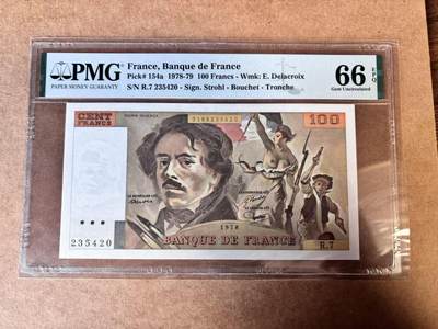 【Blue Auction】世界纸币精拍第749期——18级TOP拍卖/信誉/品质/专业/高效💫 - 【a版首年】法国 1978年100法郎 自由引导人民 PMG66EPQ