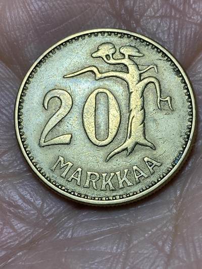 2025年第一百二十八场(总第一百五十四场）外国好品散币、邮币封和邮票场(免佣金) - 少见–芬兰🇫🇮1954年20马克(H标)