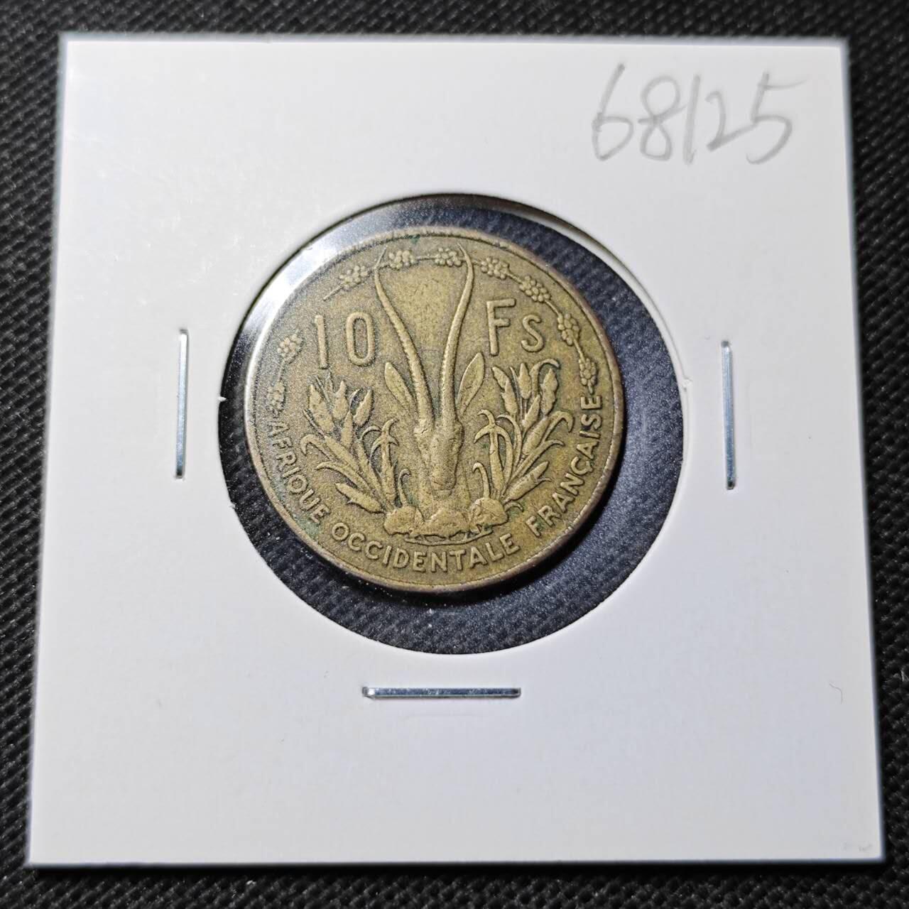 KK钱币收藏小铺  第368场  2月预留时间 周末发货  1956法属西非10法郎