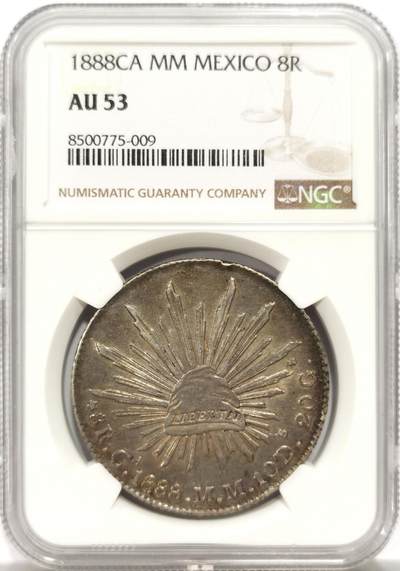 博洋堂世界钱币拍卖第146期（全场包邮） - NGC AU53 墨西哥花边鹰洋1888CA MM 吉祥年份好状态