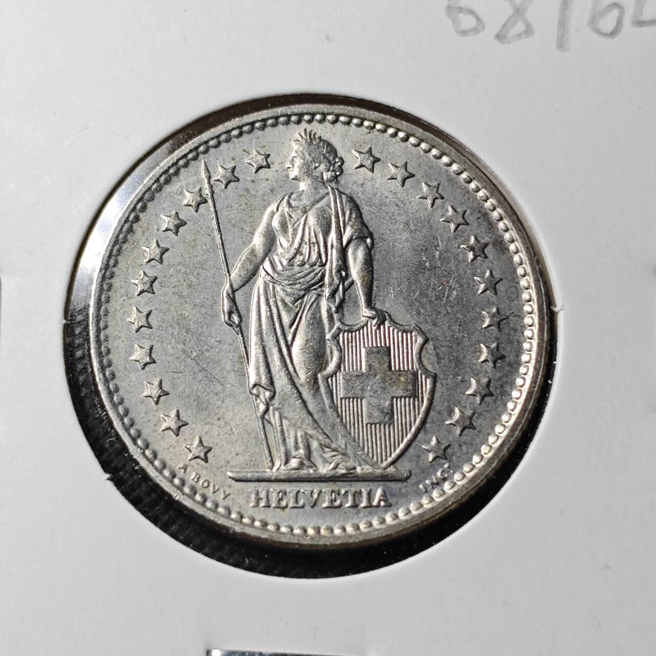 KK钱币收藏小铺  第368场  2月预留时间 周末发货  1972瑞士2法郎