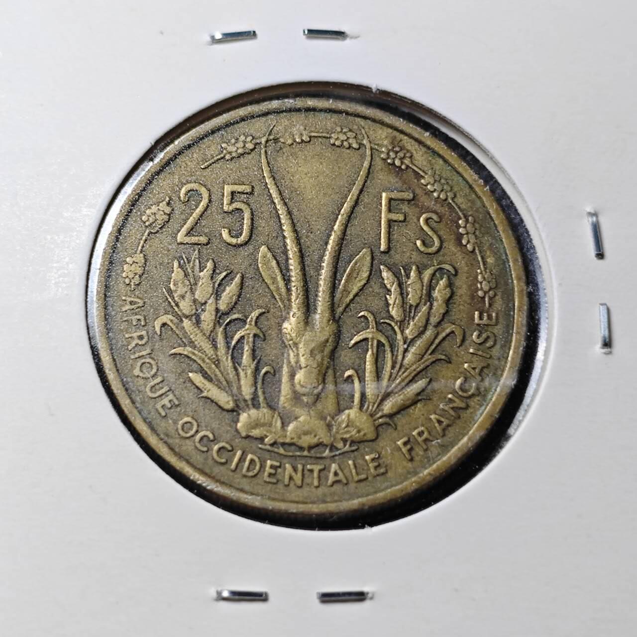 KK钱币收藏小铺  第368场  2月预留时间 周末发货  1956西非25法郎