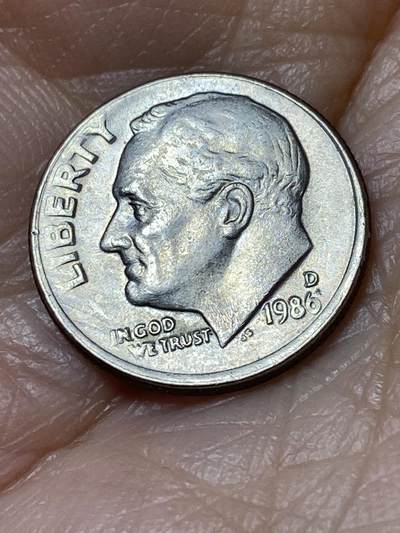 2025年第一百二十七场(总第一百五十三场）外国好品章牌、散币(免佣金) - 美国🇺🇸1986年1角(罗斯福1角第二版，D标丹佛造)