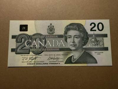 【礼羽收藏】🌏世界钱币拍卖第111期 - 加拿大 1991年20 全新unc