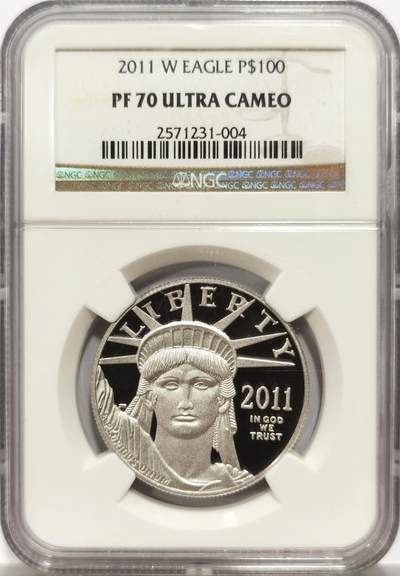 博洋堂世界钱币拍卖第146期（全场包邮） - NGC PF70UC 满分镜面美国2011年女神像铂金一盎司大金币！背面田野女神像版本，不是烂大街一只鸟，国内2枚都是我带回来的没有了这是最后一个。铂金直线拉升，外币满分流入困难，11月开始13%征税更难了。