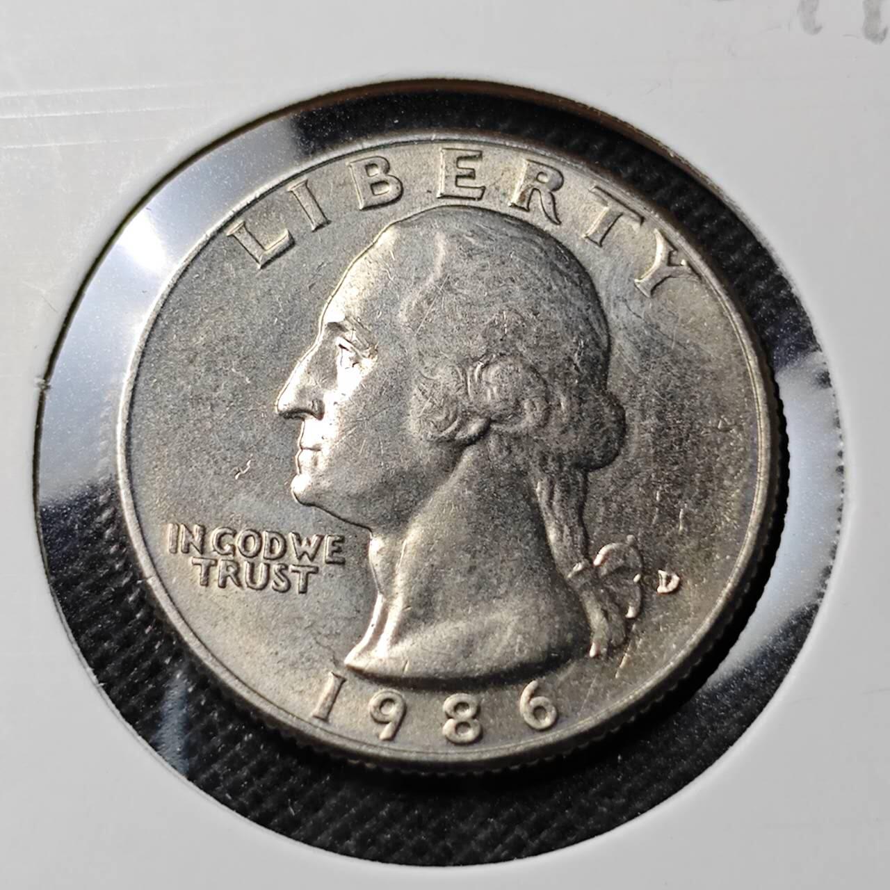 KK钱币收藏小铺  第368场  2月预留时间 周末发货  1986美国25分 好品