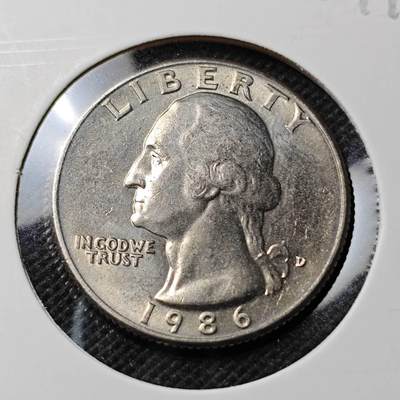 KK钱币收藏小铺  第368场  2月预留时间 周末发货 -  1986美国25分 好品