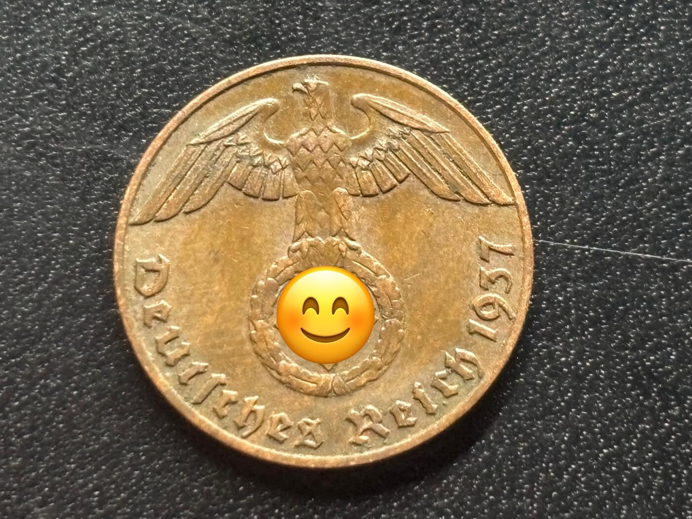 邮泉阁限时拍卖第三十五场补 德国硬币（第三帝国）专场（硬币在国外。请付邮费6元。） 德国第三帝国1937年1芬尼J版