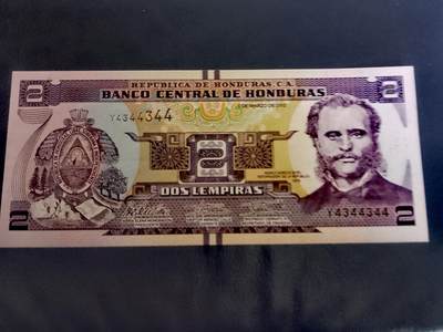 全新洪都拉斯2012年2伦比拉“数二“兼“全小号“兼“双喜号”超级靓品纸币 - 全新洪都拉斯2012年2伦比拉“数二“兼“全小号“兼“双喜号”超级靓品纸币