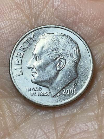 2025年第一百二十七场(总第一百五十三场）外国好品章牌、散币(免佣金) - 美国🇺🇸2001年1角(罗斯福1角第二版，P标费城造)