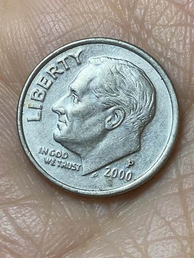 2025年第一百二十七场(总第一百五十三场）外国好品章牌、散币(免佣金) - 美国🇺🇸2000年1角(罗斯福1角第二版，P标费城造)