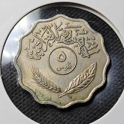 KK钱币收藏小铺  第368场  2月预留时间 周末发货 -  伊拉克5费尔 深打立体 椰树