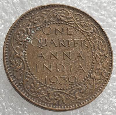 外国优质老铜币银币，周六九点倒数截拍，满百包邮，可寄存半年，喜欢朋友微信扫描二维码可直接参拍 - 印度1939年1/4安娜