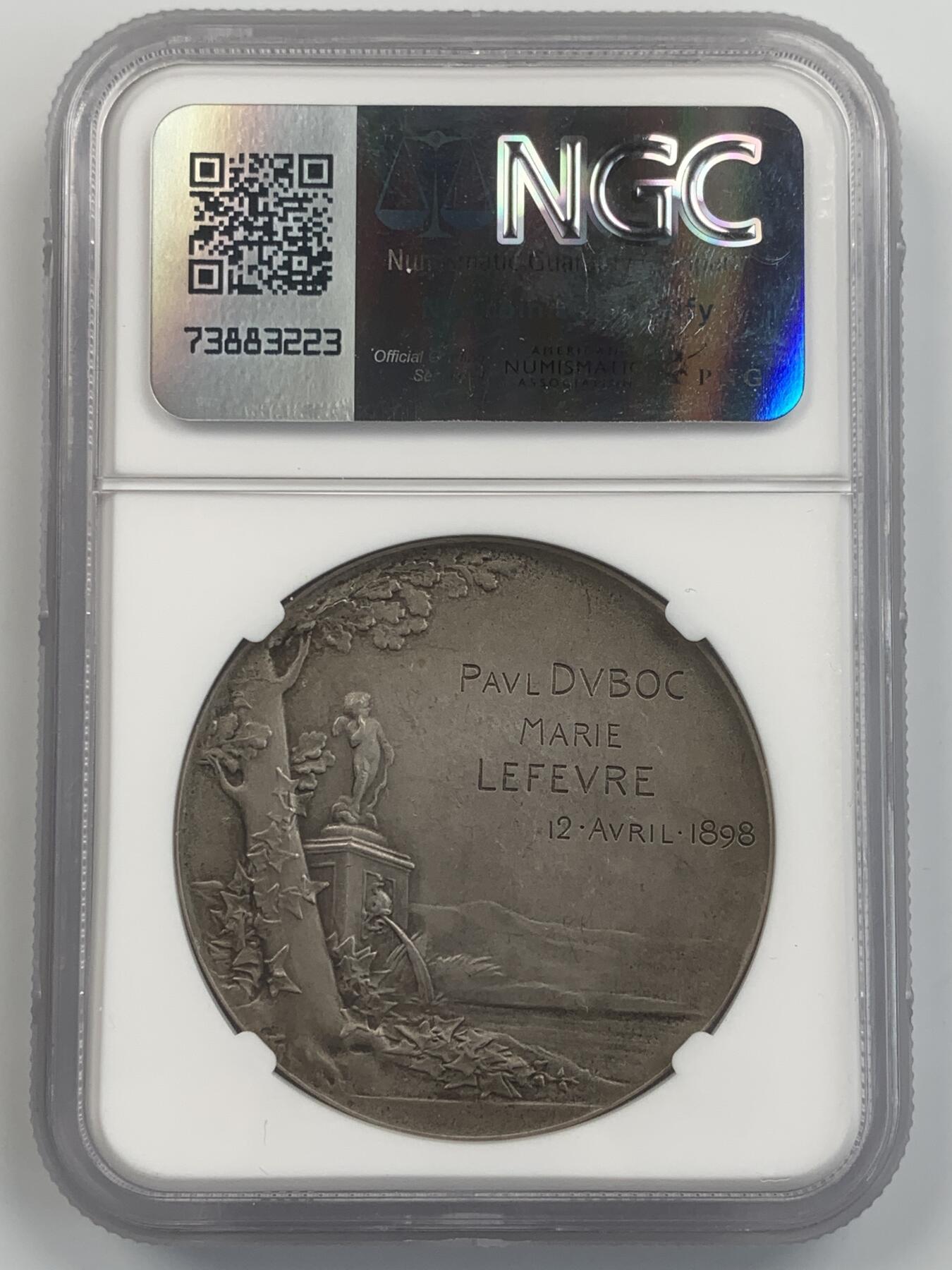 掌中浮雕-藏着的欧洲第041场 NGC MS62 : 1898年结婚银章，大师罗蒂经典作品，41mm