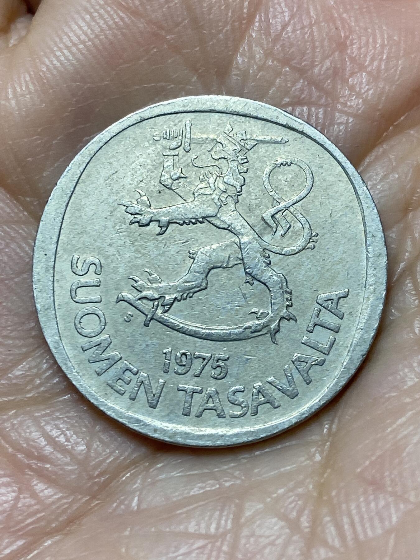 2025年第一百二十八场(总第一百五十四场）外国好品散币、邮币封和邮票场(免佣金) 芬兰🇫🇮1975年1马克(S标)