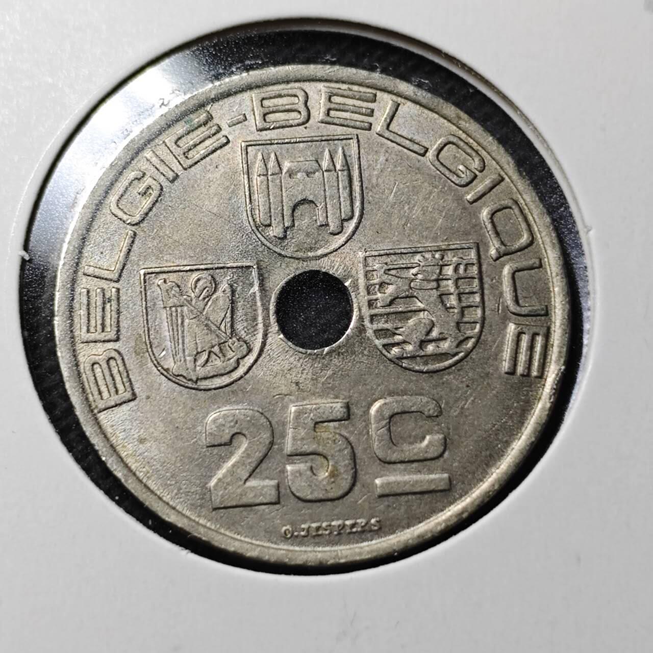 KK钱币收藏小铺  第368场  2月预留时间 周末发货  1938比利时25分 品不错