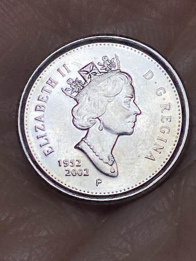 2025年第一百二十八场(总第一百五十四场）外国好品散币、邮币封和邮票场(免佣金) - 加拿大🇨🇦2002年10分(伊丽莎白二世登基50周年金禧纪念币)