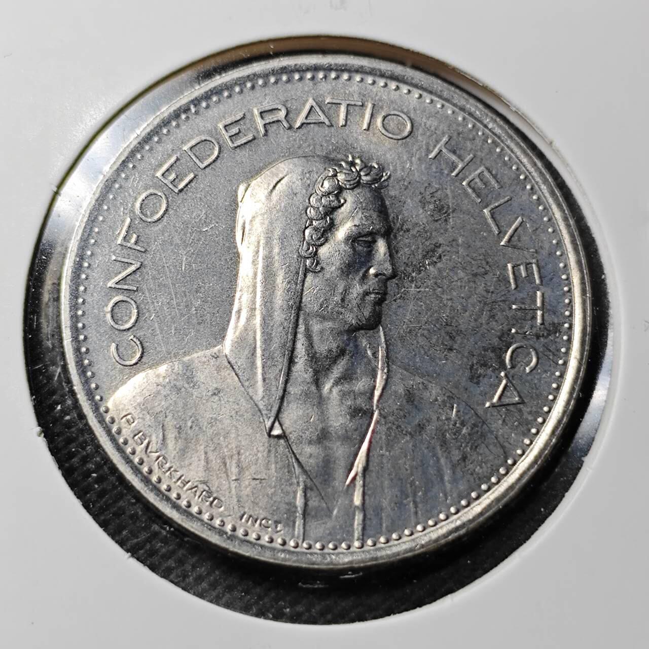 KK钱币收藏小铺  第368场  2月预留时间 周末发货  1973瑞士5法郎