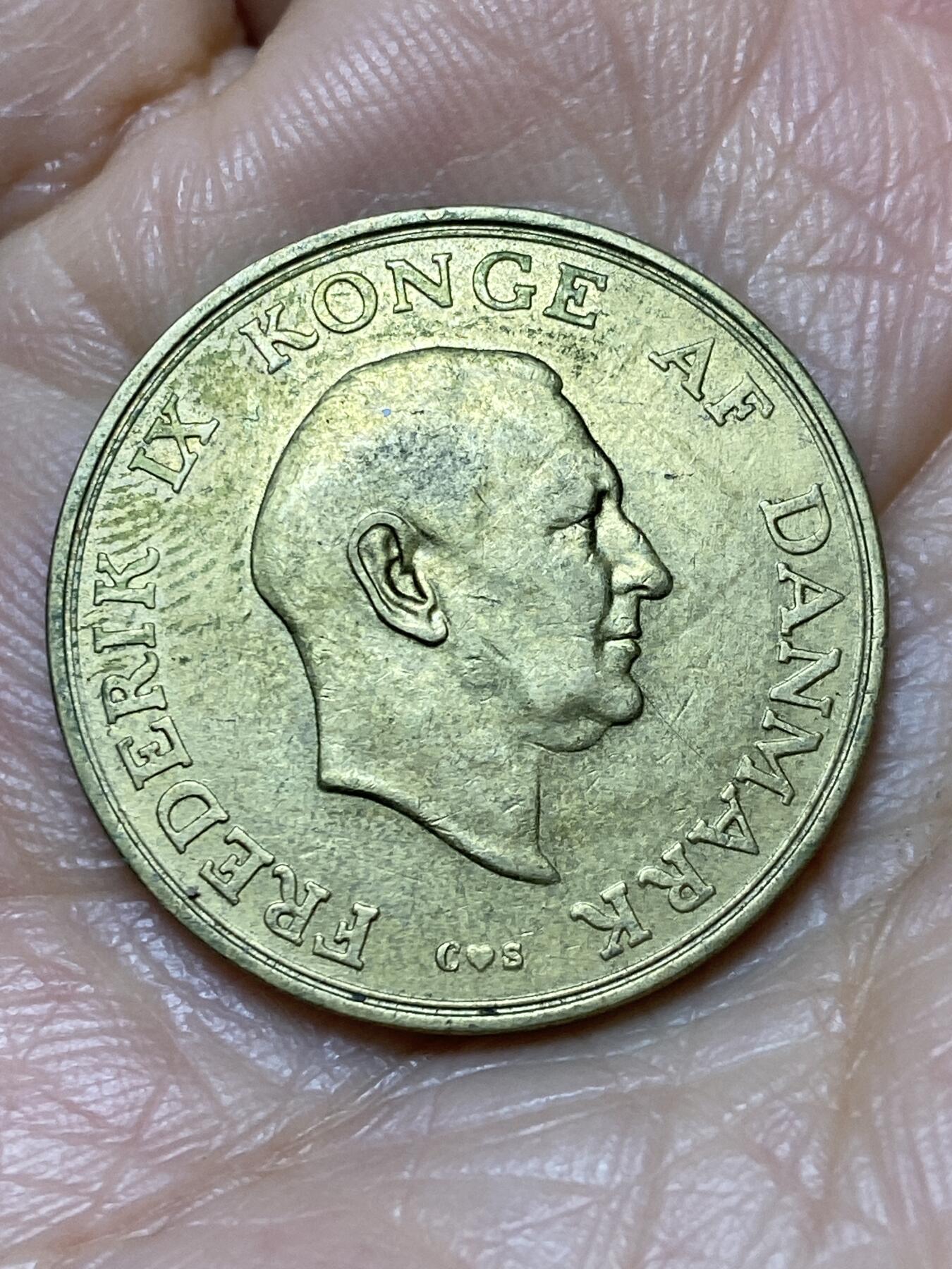 2025年第一百二十八场(总第一百五十四场）外国好品散币、邮币封和邮票场(免佣金) 丹麦🇩🇰1956年1克朗(弗雷德里克九世第二版，C; S版，首发年)