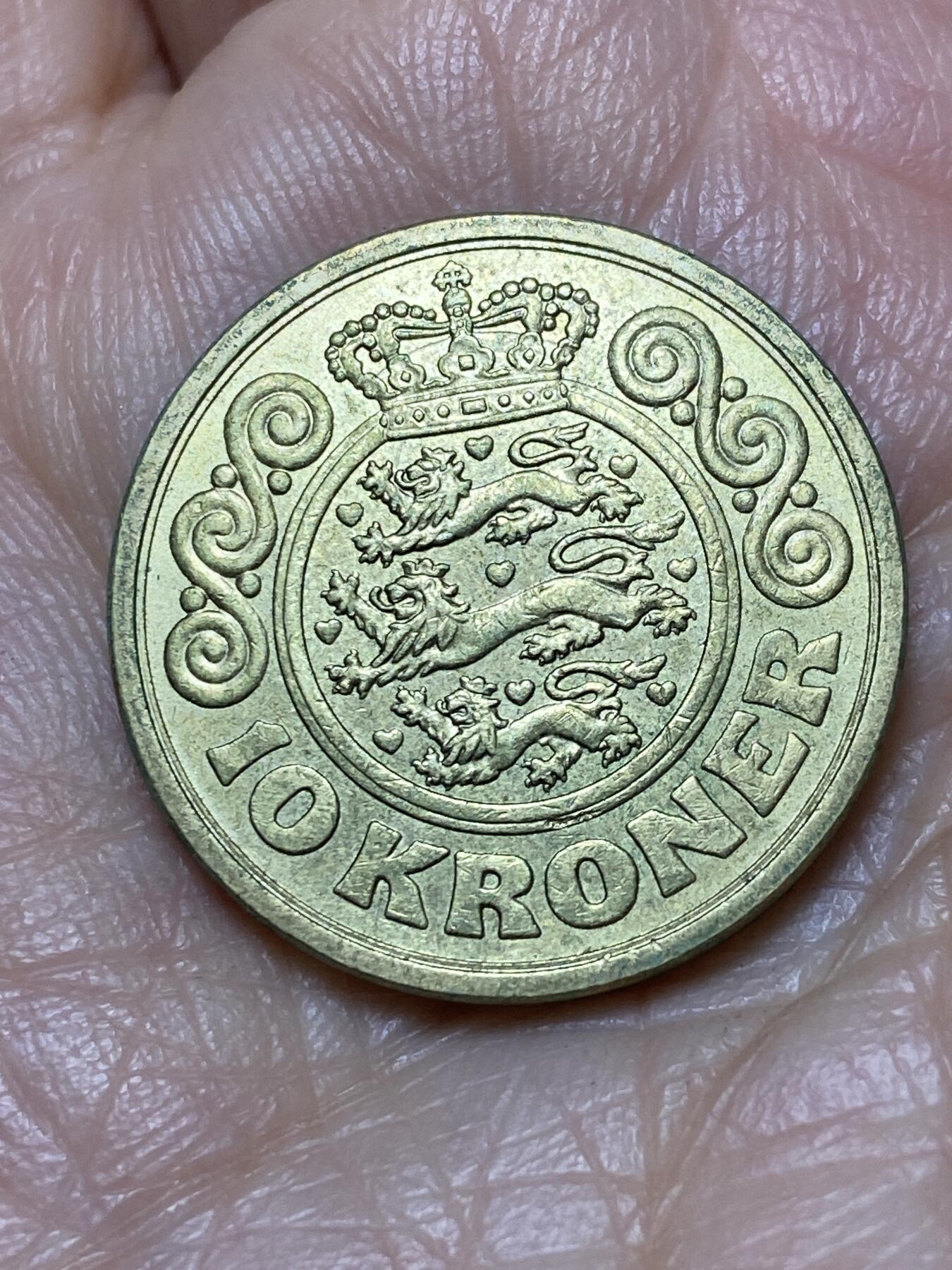 2025年第一百二十八场(总第一百五十四场）外国好品散币、邮币封和邮票场(免佣金) 丹麦🇩🇰1990年10克朗(玛格丽特二世第二版，LG; JP; A版，首发年)